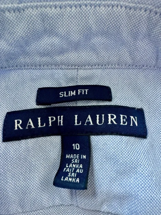 Polo Ralph Lauren. Women's Oxford Cotton Shirt, Size 10. Light Blue. Features - Picture 15 of 16